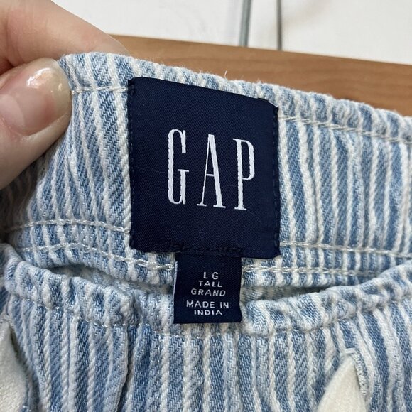 Gap Horseshoe Easy Jeans Womens L Tall Railroad Stripe Drawstring Waist Barrel - Picture 5 of 14